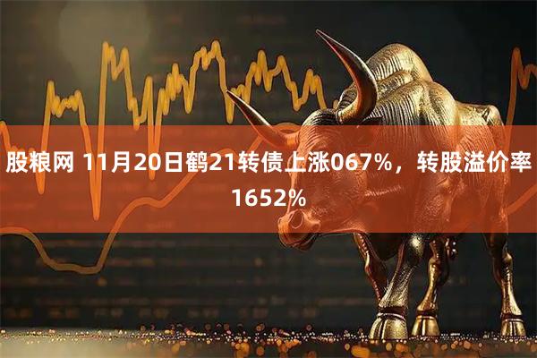 股粮网 11月20日鹤21转债上涨067%，转股溢价率1652%