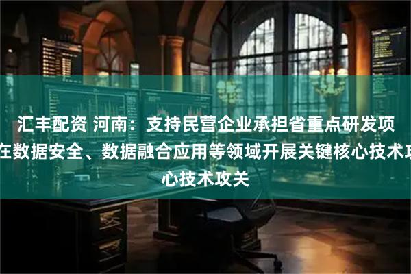汇丰配资 河南:支持民营企业承担省重点研发项目 在数据安全、数据融合应用等领域开展关键核心技术攻关